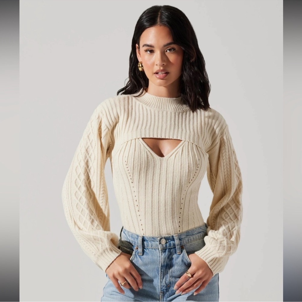 Astr Off-the-Shoulder Cream Sweater
